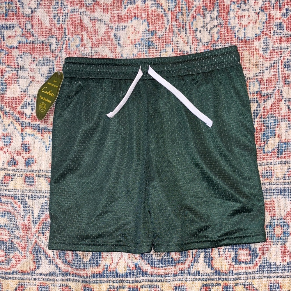 Cadets Check Out Mesh Shorts in Green SZ 12/14 (28-31” Waist) NWT